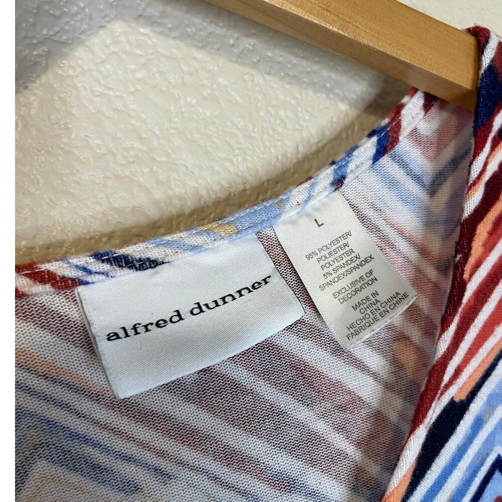Alfred Dunner Boho Zig Zag Multicolor Fringe Long Sleeve Women's Blouse Large - Picture 5 of 9